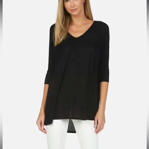 Michael Lauren black DYLAN CORE V-NECK DRAPED TEE size m/l